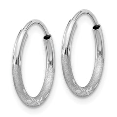 14k White Gold 1.5mm Diamond-cut Endless Hoop Earrings - 6