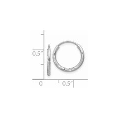 14k White Gold 1.5mm Diamond-cut Endless Hoop Earrings - 6