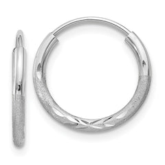 14k White Gold 1.5mm Diamond-cut Endless Hoop Earrings - 6