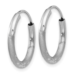 14k White Gold 2mm Diamond-cut Endless Hoop Earrings - 5