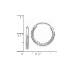 14k White Gold 2mm Diamond-cut Endless Hoop Earrings - 5