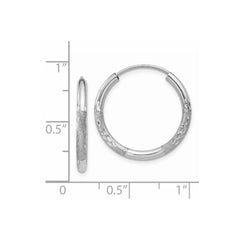 14k White Gold 2mm Diamond-cut Endless Hoop Earrings - 6
