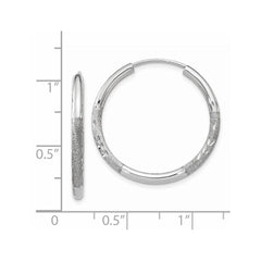 14k White Gold 2mm Diamond-cut Endless Hoop Earrings - 4