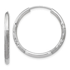 14k White Gold 2mm Diamond-cut Endless Hoop Earrings - 4