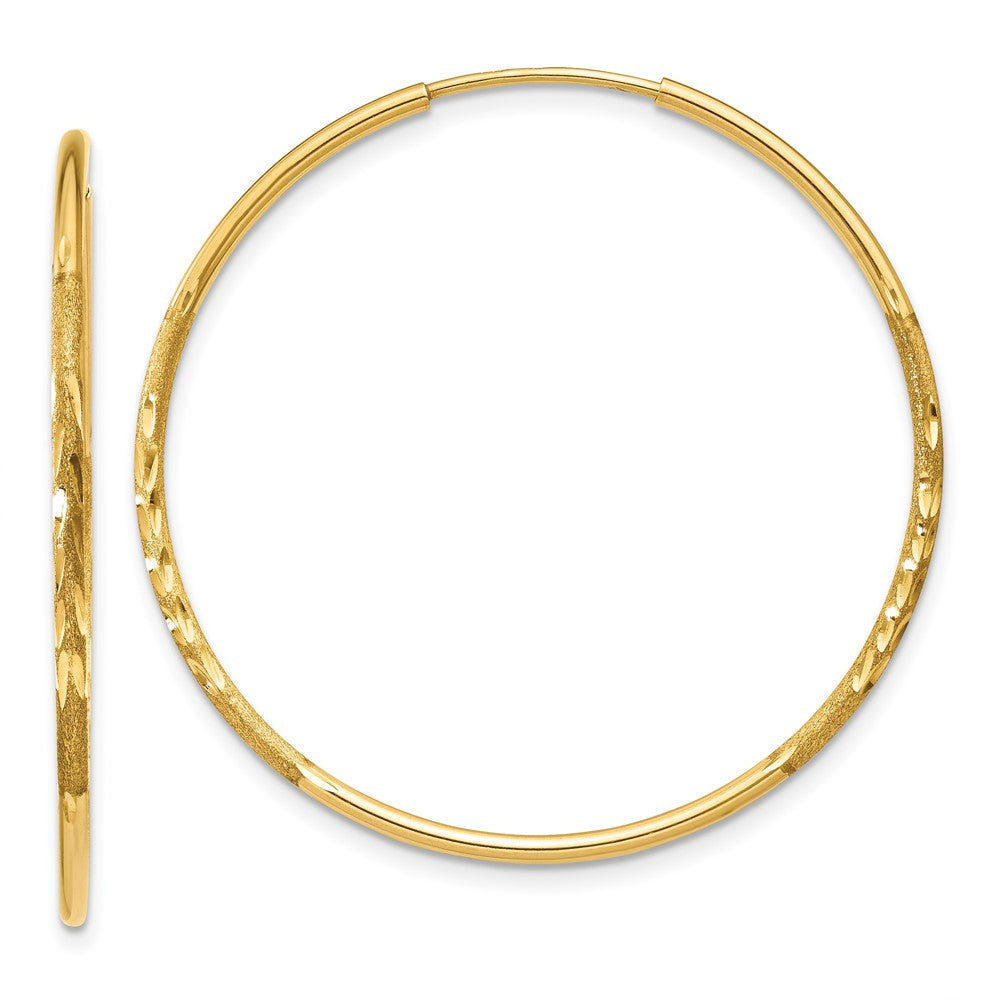 14k 1.25mm Diamond-cut Endless Hoop Earring - 9