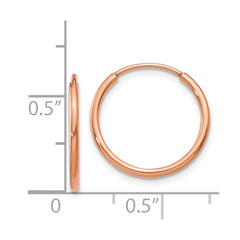 14k Rose Gold 1.2mm Polished Endless Hoop Earrings - 8