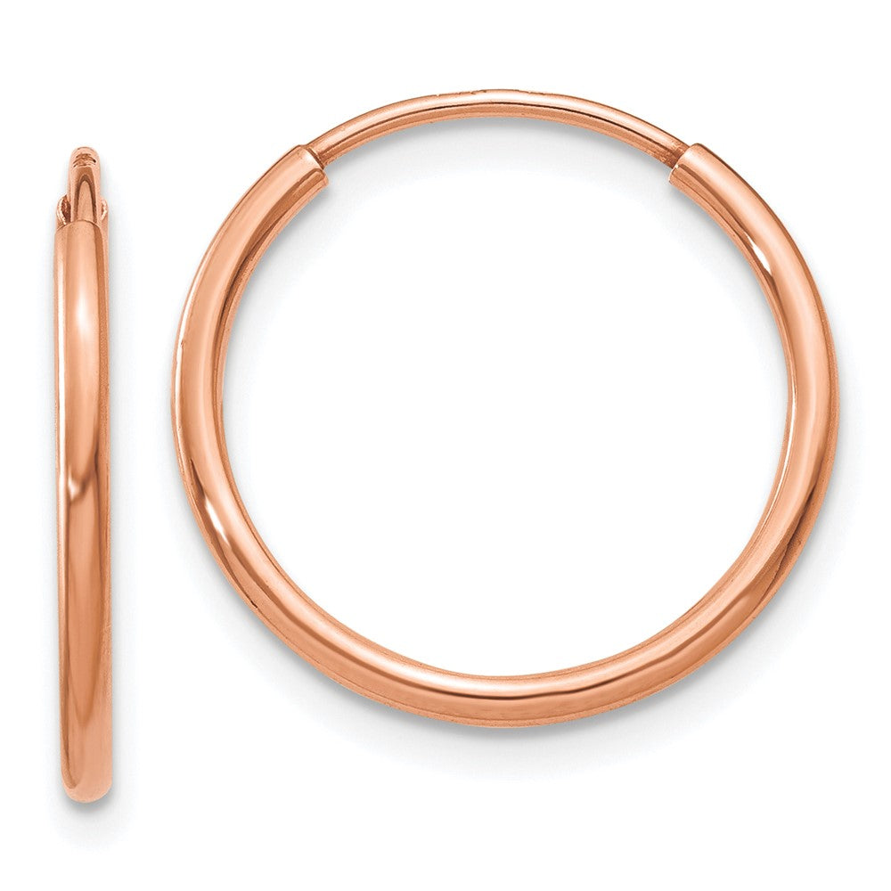 14k Rose Gold 1.2mm Polished Endless Hoop Earrings - 8