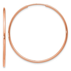 14k Rose Gold 1.2mm Polished Endless Hoop Earrings - 6