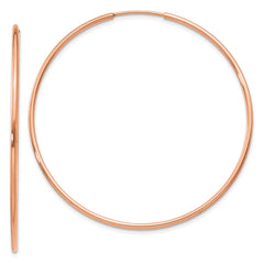 14k Rose Gold 1.2mm Polished Endless Hoop Earrings - 3