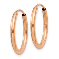 14k Rose Gold Polished Round Endless 2mm Hoop Earrings - 5