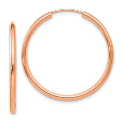 14k Rose Gold Polished Round Endless 2mm Hoop Earrings - 3