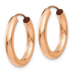 14k Rose Gold Polished Endless Tube Hoop Earrings - 8