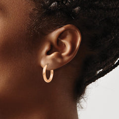 14k Rose Gold Polished Endless Tube Hoop Earrings - 8