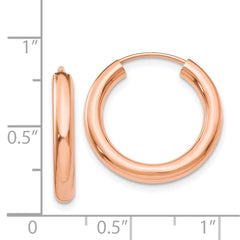 14k Rose Gold Polished Endless Tube Hoop Earrings - 8