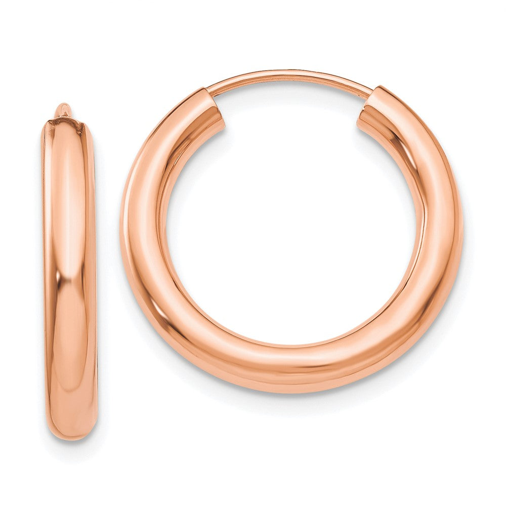 14k Rose Gold Polished Endless Tube Hoop Earrings - 8