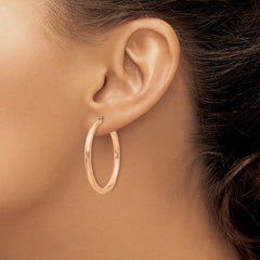 14k Rose Gold Polished Endless Tube Hoop Earrings - 2