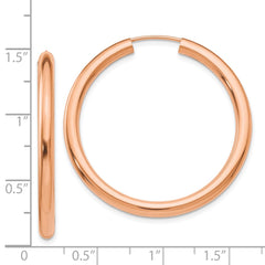 14k Rose Gold Polished Endless Tube Hoop Earrings - 2
