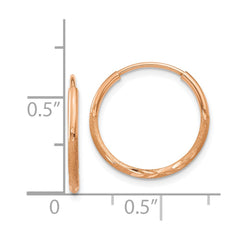14k Rose Gold 1.25mm Diamond-cut Endless Hoop Earring - 3