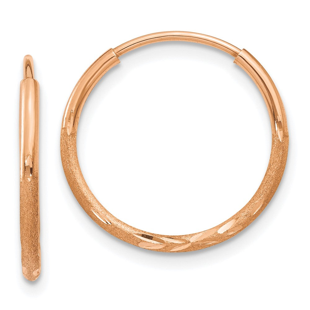 14k Rose Gold 1.25mm Diamond-cut Endless Hoop Earring - 3