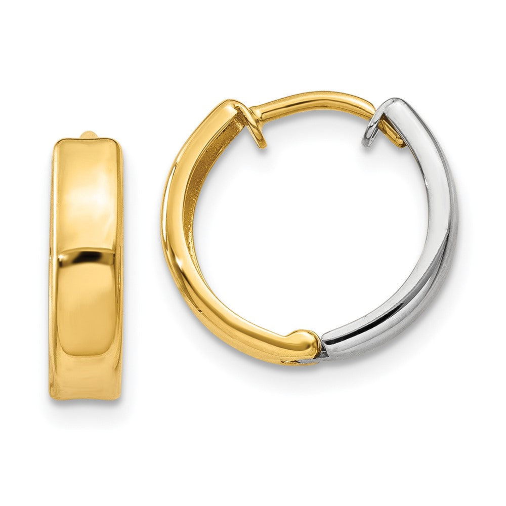 14k Two-tone Hinged Hoop Earrings - 3