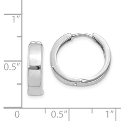 14k White Gold Round Hinged Hoop Earrings - 5