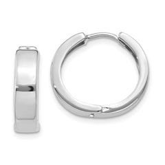 14k White Gold Round Hinged Hoop Earrings - 5