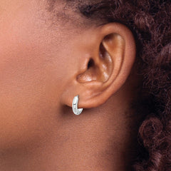 14k White Gold Hinged Hoop Earrings - 2