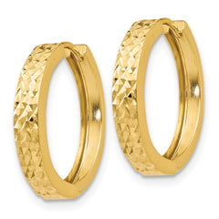 14k Diamond-cut Hinged Hoop Earrings - 2