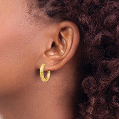 14k Diamond-cut Hinged Hoop Earrings - 2