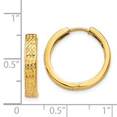 14k Diamond-cut Hinged Hoop Earrings - 2