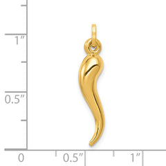 14k Hollow 3D Italian Horn Charm - 2