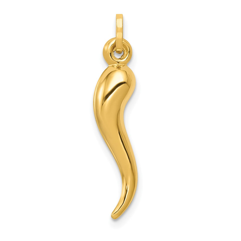 14k Hollow 3D Italian Horn Charm - 2