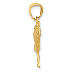 14k Yellow Gold Textured Kangaroo Pendant