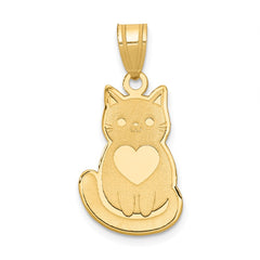 14k Laser Cut Cat with Heart Charm