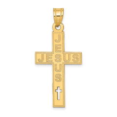 14K Laser Cut JESUS Cross Charm