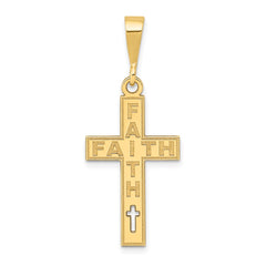 14K Laser Cut FAITH Cross Charm