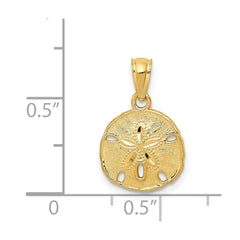 14K Gold Polished and Textured Sand Dollar Pendant