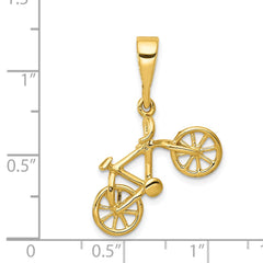 14kt Yellow Gold Polished 3D Bicycle Pendant
