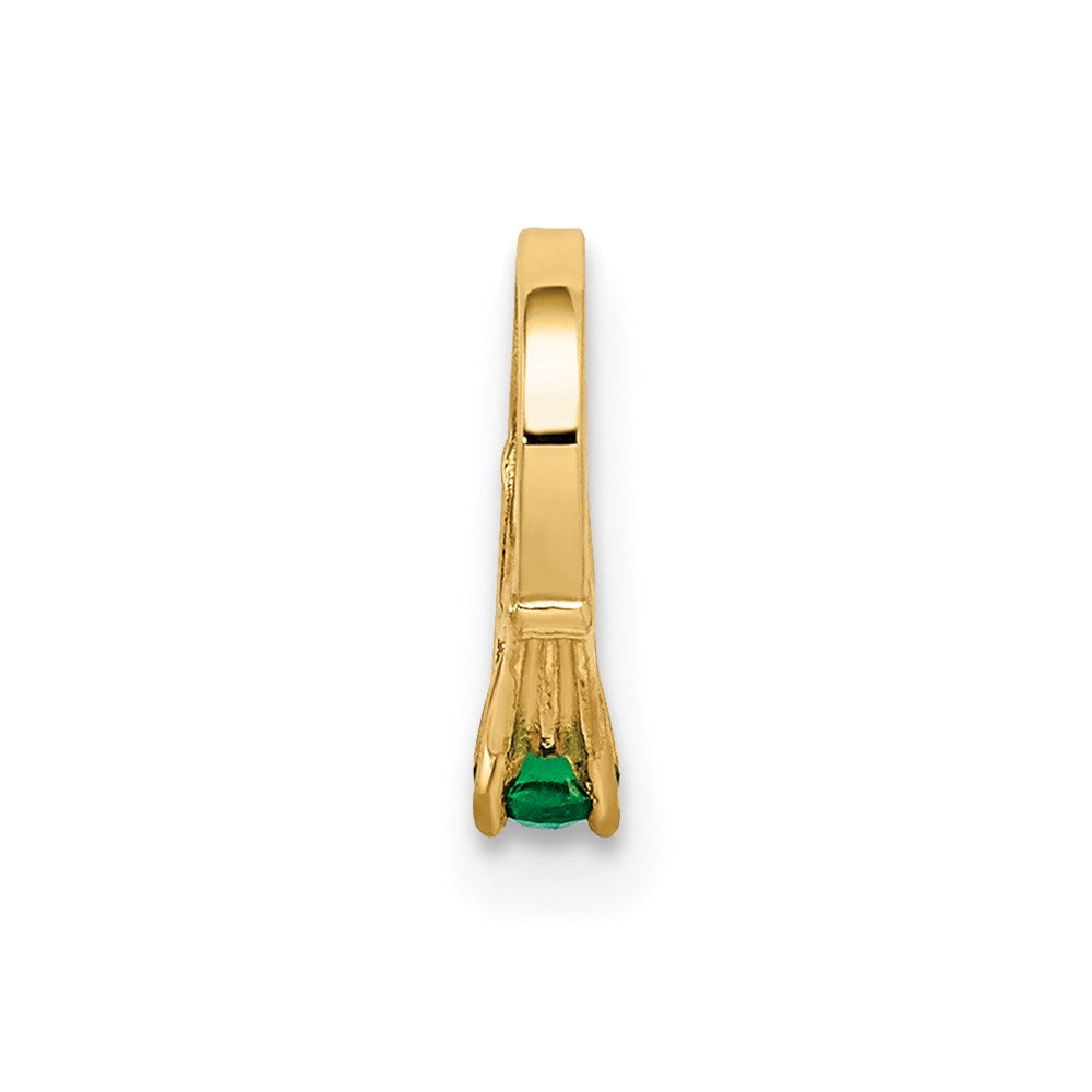 14K 3D Ring with Dark Green Glass Stone Charm