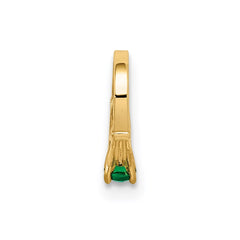 14K 3D Ring with Dark Green Glass Stone Charm