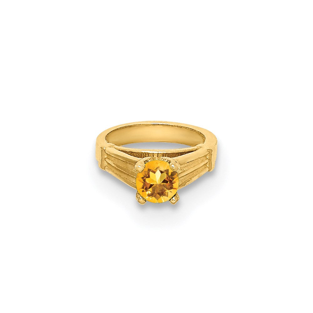 14K 3D Ring with Yellow CZ Charm