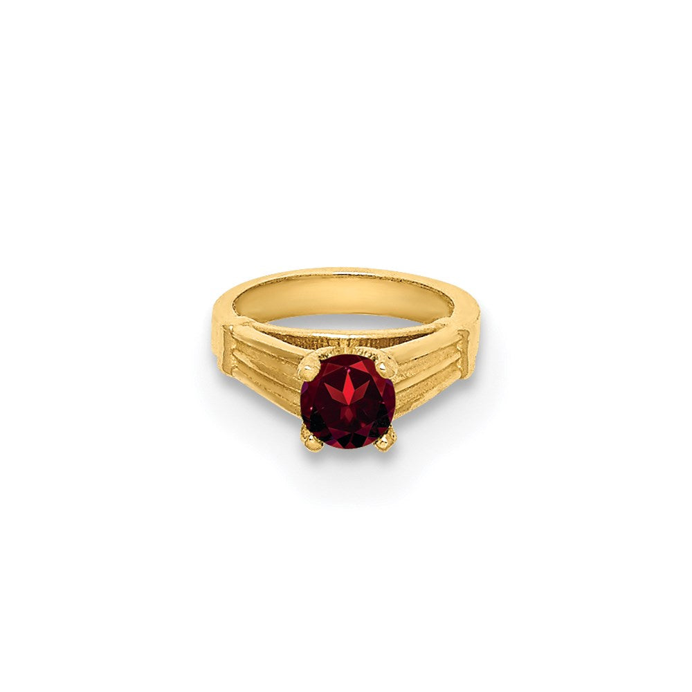 14K 3D Ring with Red CZ Charm