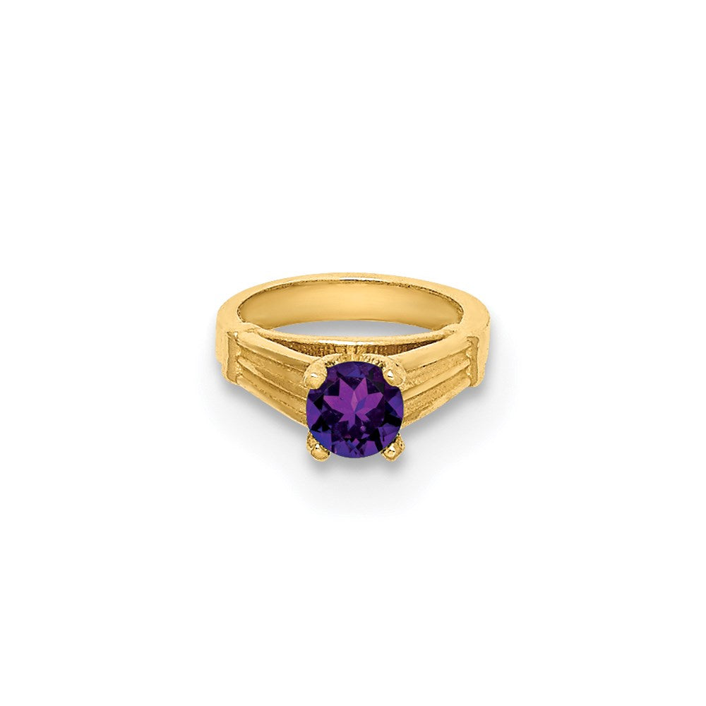 14K 3D Ring with Dark Purple CZ Charm