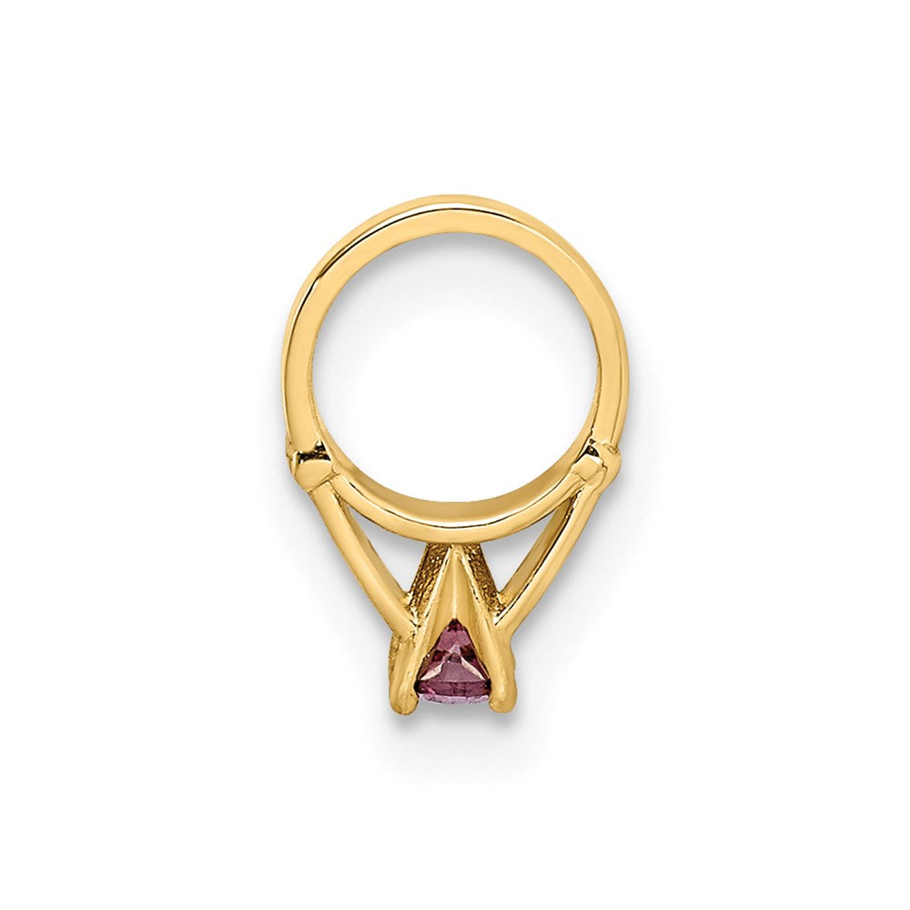14K 3D Ring with Light Purple CZ Charm