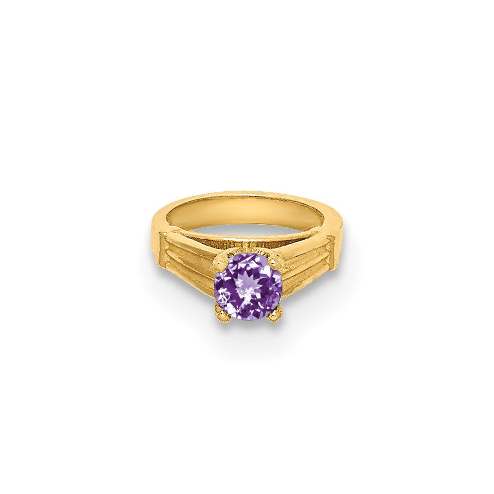 14K 3D Ring with Light Purple CZ Charm
