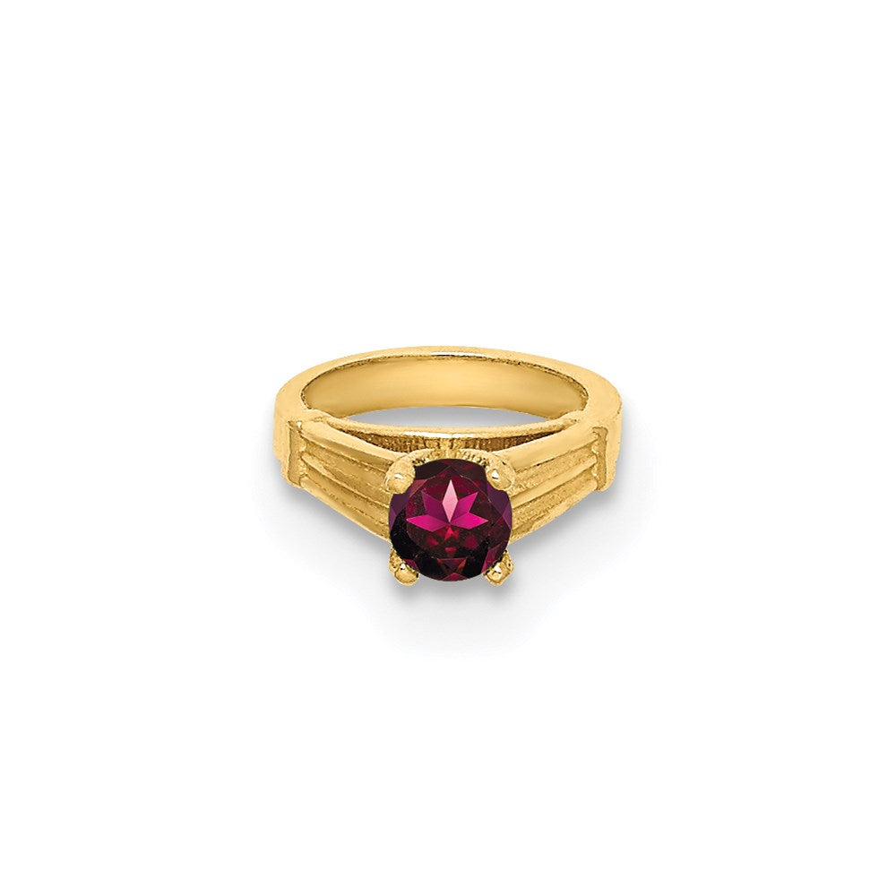 14K 3D Ring with Dark Pink CZ Charm
