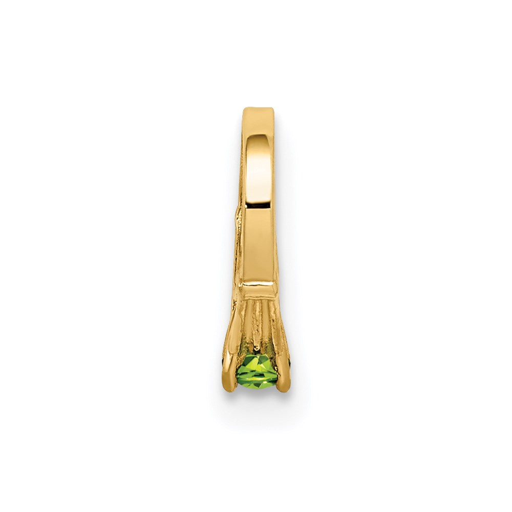 14K 3D Ring with Light Green Glass Stone Charm