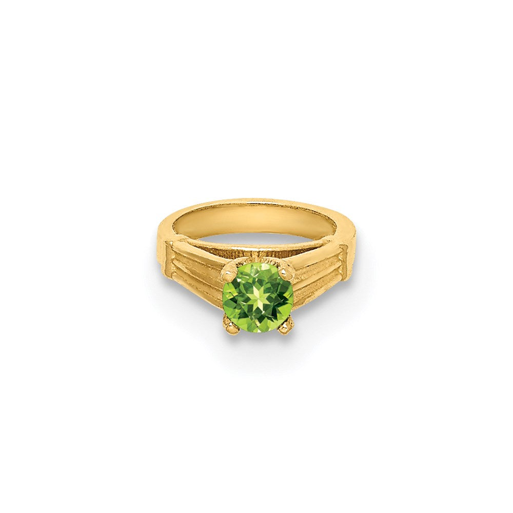 14K 3D Ring with Light Green Glass Stone Charm