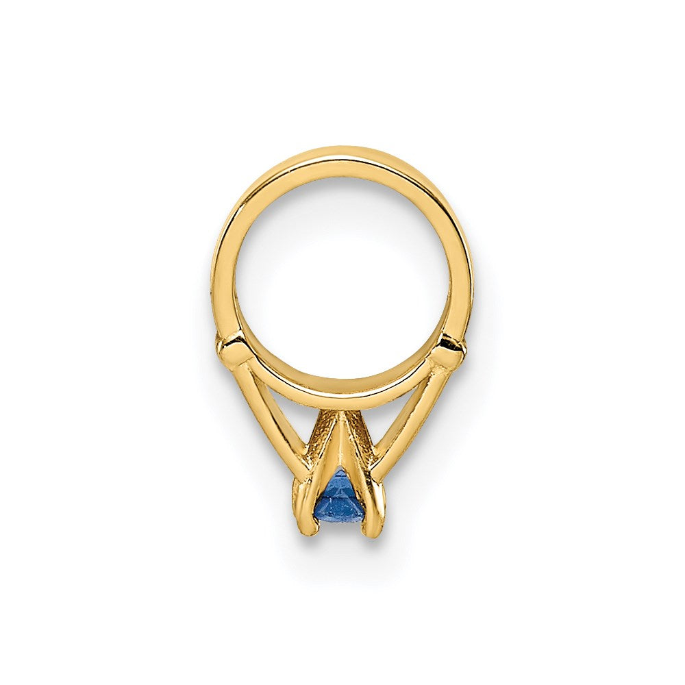 14K 3D Ring with Dark Blue Glass Stone Charm