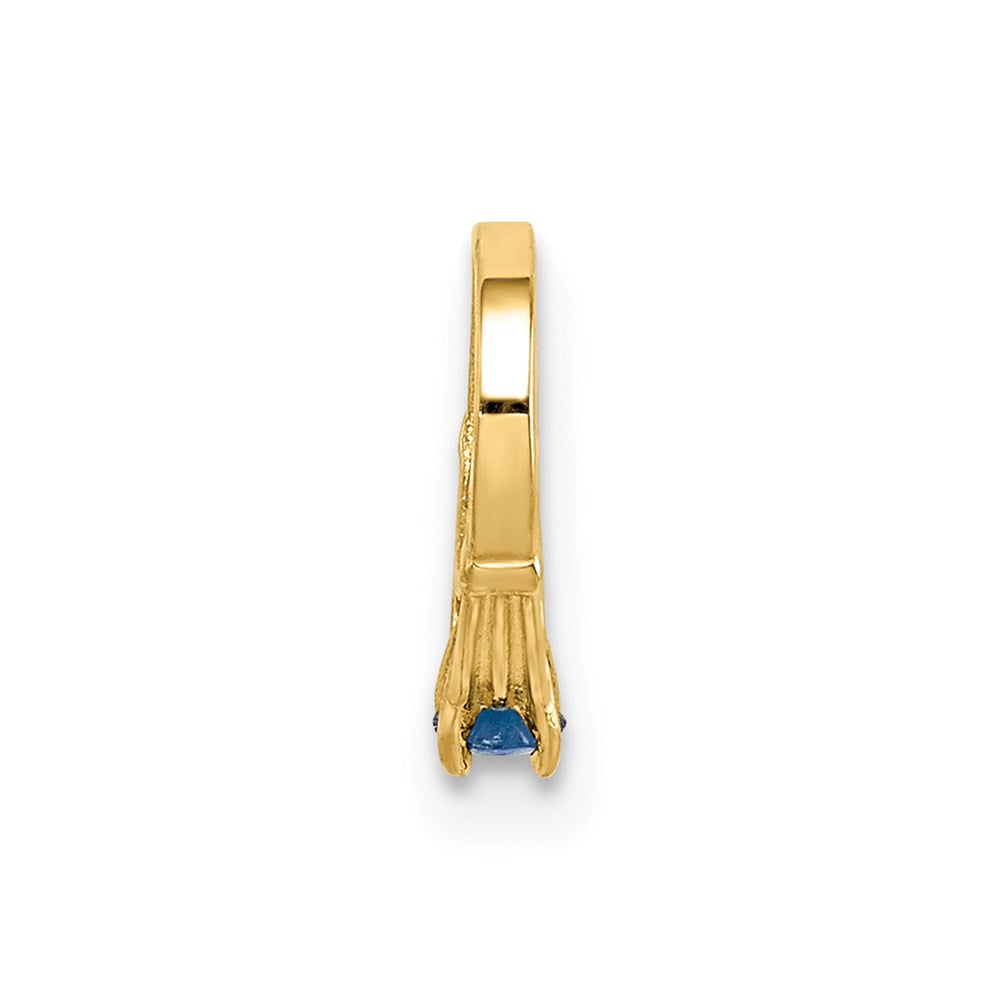 14K 3D Ring with Dark Blue Glass Stone Charm